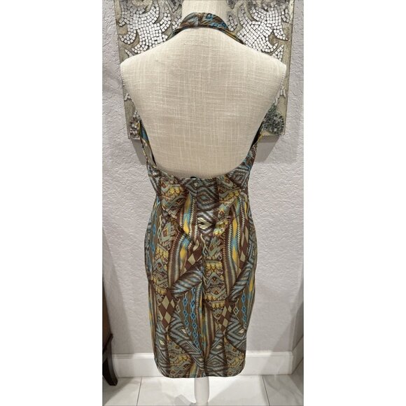 Oh My Bod Halter Dress One Size Multicolor Geometric Pattern - Picture 4 of 6